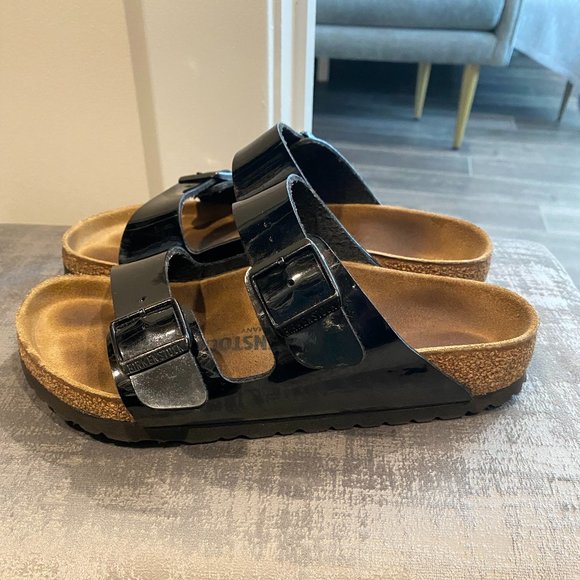 Birkenstock Arizona Sandals in Black Patent Leather - Birko-Flor - Picture 2 of 10
